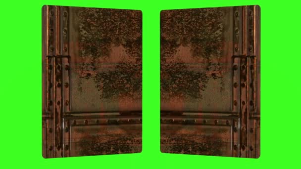 animazione - apertura porta in metallo su schermo verde  - Filmati, video