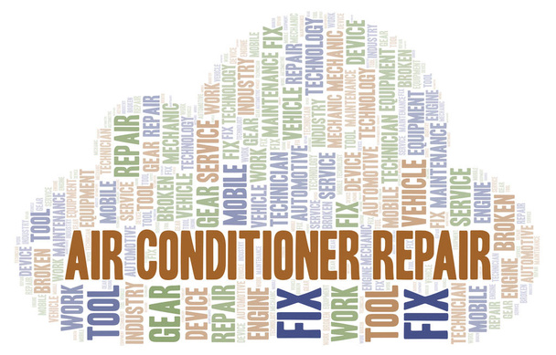 Air Conditioner Reparatie word cloud. Wordcloud gemaakt met alleen tekst. - Foto, afbeelding