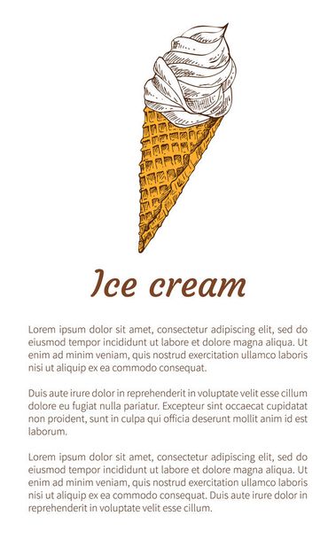 Nice Ice Cream Cone Promo Poster with Text Sample - Vector, Imagen