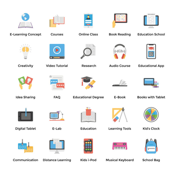 Conjunto de vetores de ícones de E-learning
 - Vetor, Imagem