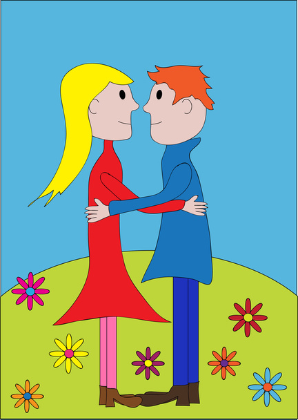 πολύχρωμο σκίτσο του άνδρα και γυναίκας στην αγάπη - Διάνυσμα, εικόνα