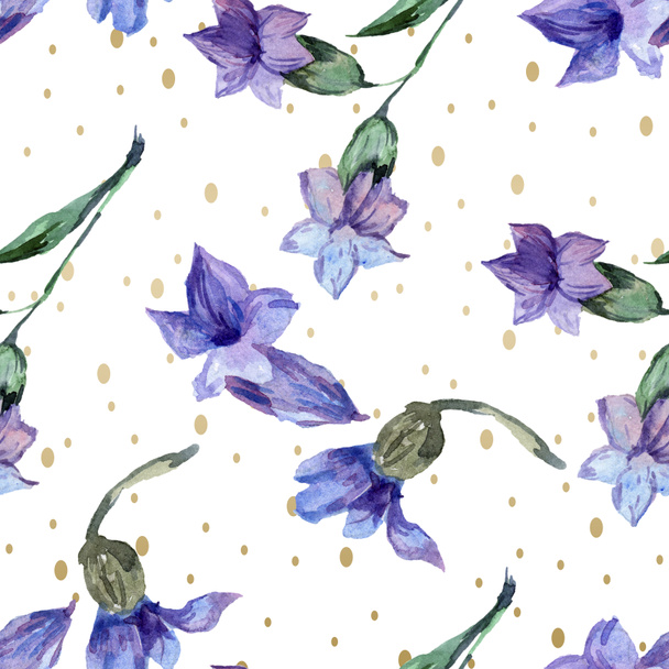 Purple lavender flowers. Seamless background pattern. Fabric wallpaper print texture. Hand drawn watercolor background illustration. - Foto, Bild