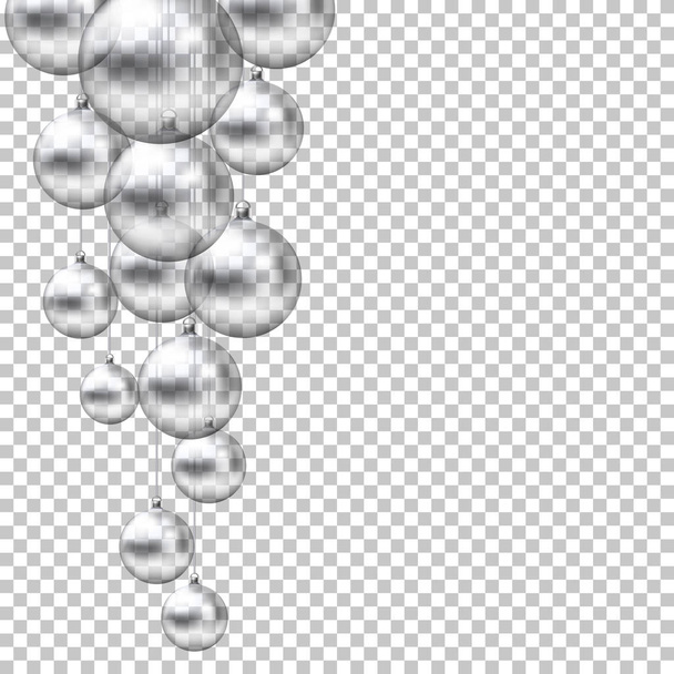 Realistic christmas transparent balls, isolated on transparent background.  - Vector, Image