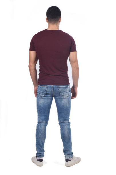 man dressed with  jeans isolated on white background - Photo, image