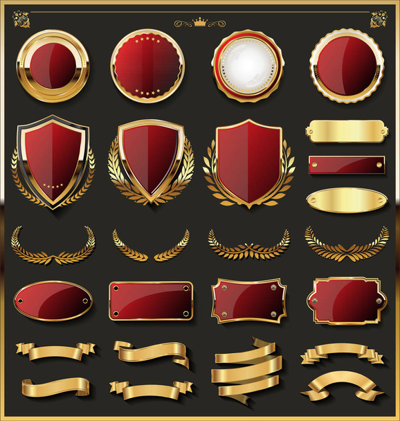 Розкішні золоті значки та етикетки колекція елементів дизайну
  - Вектор, зображення