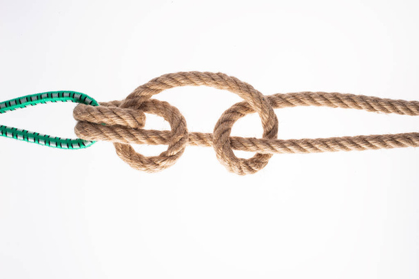 Fisherman's Bend isolated on white background. Rope node. - 写真・画像