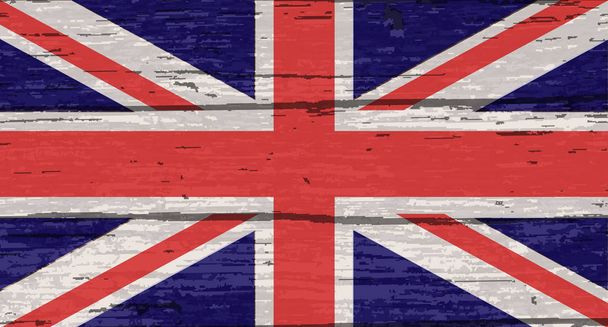 United Kingdom Flag the Union Jack on old timber - Vector, Image