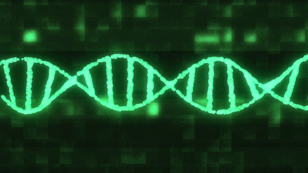 DNA molecola a spirale rotante su interferenza digitale rumore glitch schermo animazione sfondo nuova qualità bella salute naturale cool bello stock video
 - Filmati, video