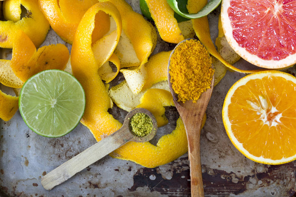 Citrus peels, orange, lemon and grapefruit for vitamin c and exfoliation - Фото, зображення