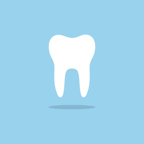 Tooth flat icon with shade on a blue background. Vector illustration - Vector, afbeelding