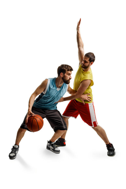 Opposing basketball players on white - Photo, Image