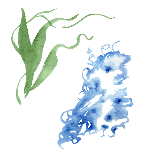 abstrakte grüne und blaue Aquarell-Spritzer für Hintergrund, Textur. Aquarell-Hintergrundillustration. Aquarell-Handzeichnung isolierter Wolken. - Foto, Bild