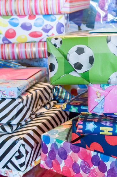 Pile of wrapped birthday presents - Photo, Image