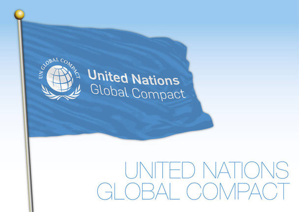 Drapeau et symbole du Pacte mondial des Nations Unies, illustration vectorielle
 - Vecteur, image