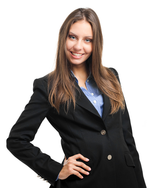 Beautiful businesswoman portrait isolated on white - Фото, изображение