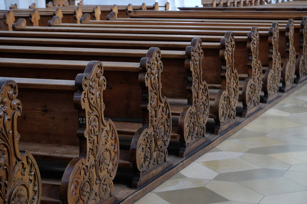 Pews in the Basilica of St. Martin and Oswald in Weingarten, Germany - Photo, Image