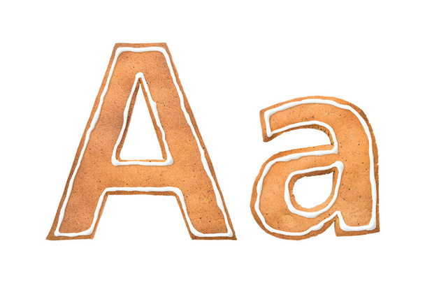 Gingerbread alphabet font. High quality, real cookies letters.  - Foto, afbeelding