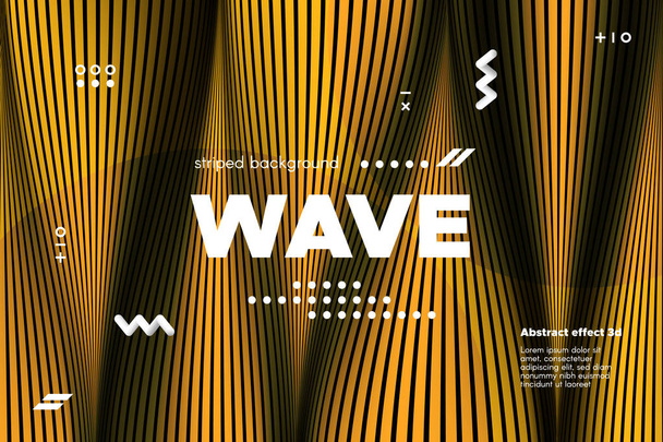 Gold Wave Banner with Distorted Lines. - Vector, Image