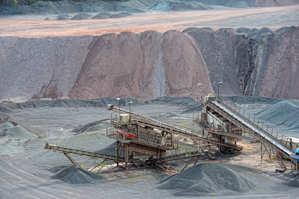 stone crusher in a quarry mine of porphyry rocks. - Photo, Image