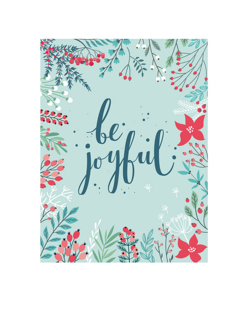 Christmas Callygraphic card - hand drawn floral - Vektor, obrázek
