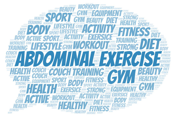 Abdominal Exercise word cloud. Wordcloud made with text only. - Photo, Image