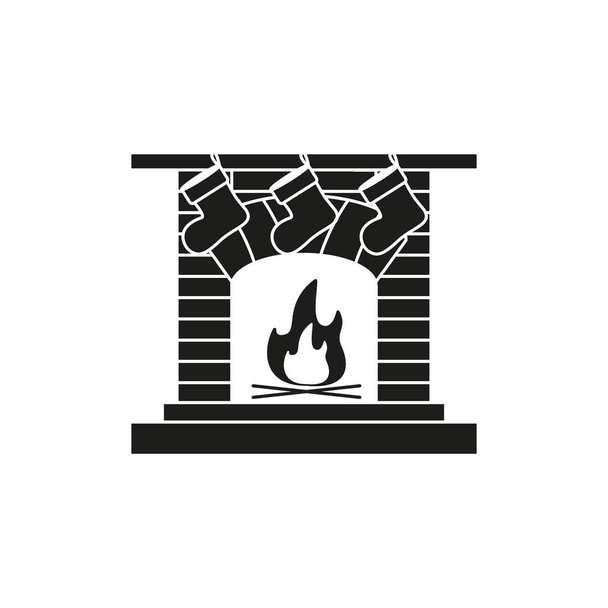 A fireplace a hearth a chimney a mantelpiece icons - Vector, Image