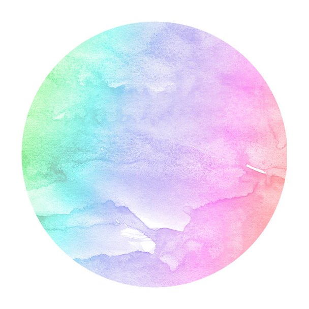 Multicolored hand drawn watercolor circular frame background texture with stains. Modern design element - Photo, Image