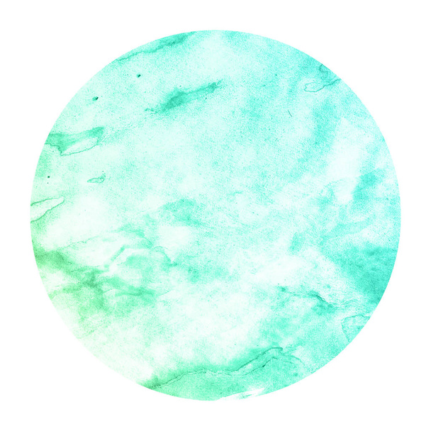 Бирюзовый ручной рисунок акварели круглая рамка текстуры фона с пятнами. Элемент современного дизайна
 - Фото, изображение