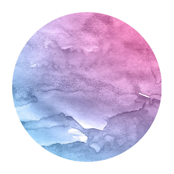 Space colors hand drawn watercolor circular frame background texture with stains. Modern design element - Photo, Image
