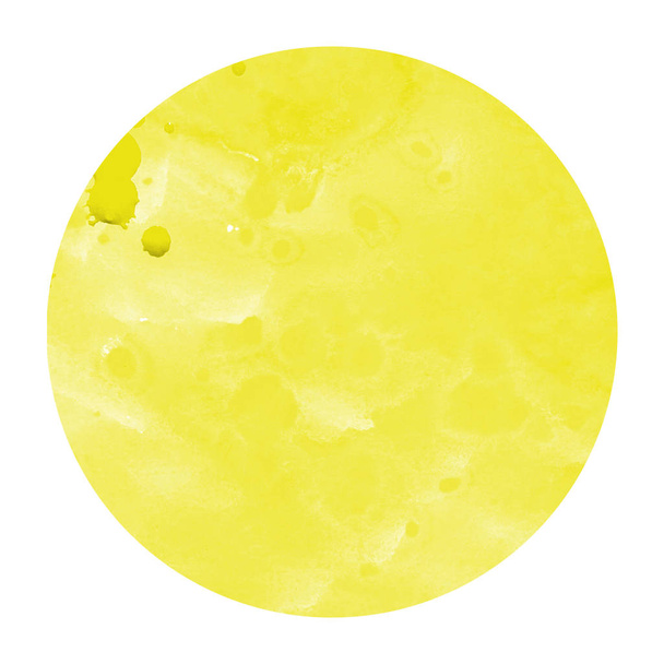 Amarillo dibujado a mano acuarela marco circular textura de fondo con manchas. Elemento de diseño moderno
 - Foto, imagen