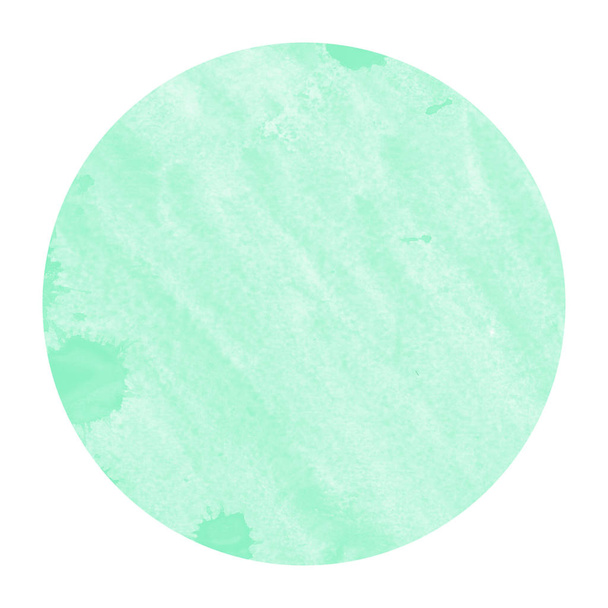 Turquoise hand drawn watercolor circular frame background texture with stains. Modern design element - Photo, Image