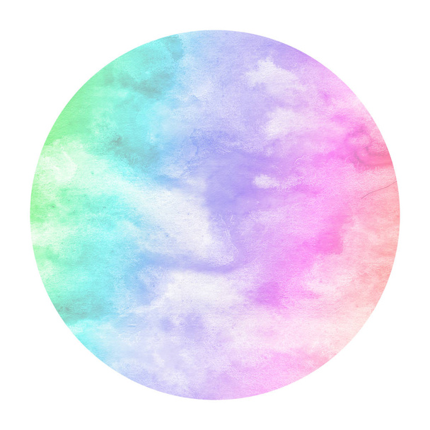 Multicolor dibujado a mano acuarela textura de fondo marco circular con manchas. Elemento de diseño moderno
 - Foto, Imagen