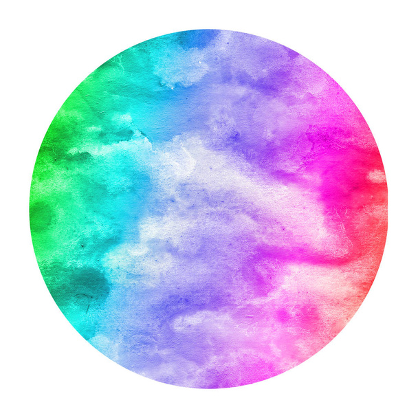 Multicolor dibujado a mano acuarela textura de fondo marco circular con manchas. Elemento de diseño moderno
 - Foto, Imagen