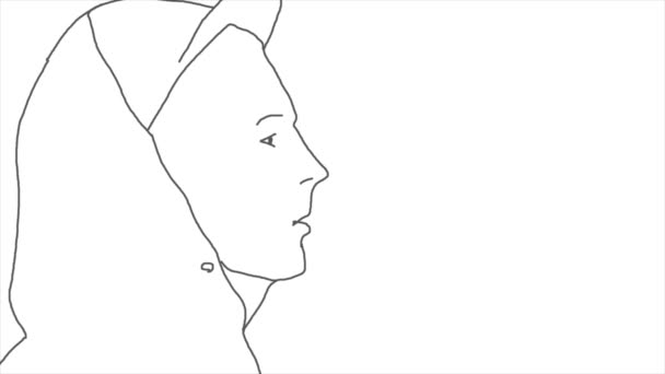 Animazione di disegno di linea continuo di faccia di uomo. Profilo ritratto
. - Filmati, video