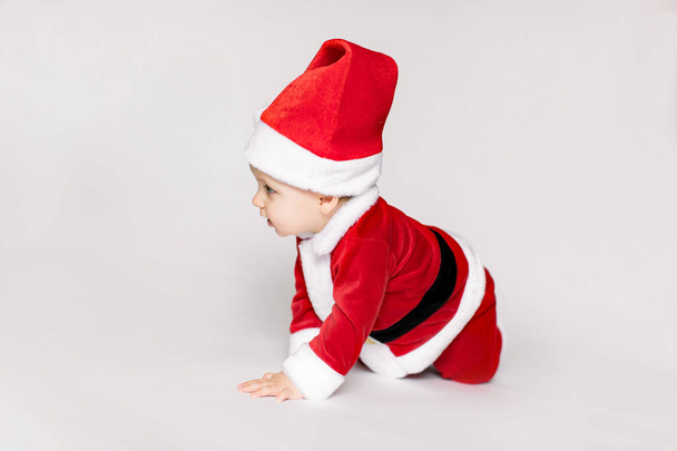 Happy child Santa on white background - Zdjęcie, obraz
