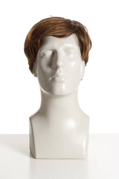 Manekýn mužské hlavy s parukou na bílém - Fotografie, Obrázek