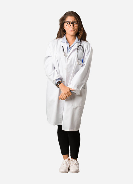 Full body young doctor woman thinking about an idea - Photo, Image