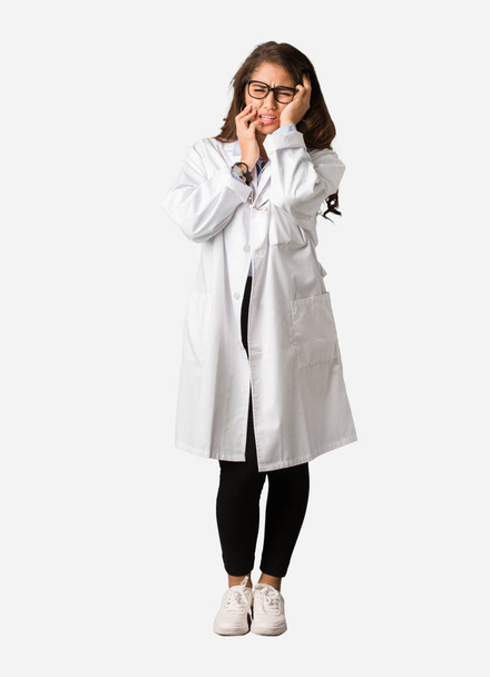 Full body young doctor woman desperate and sad - Photo, Image