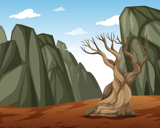 A dry mountain landscape illustration - Vector, Image