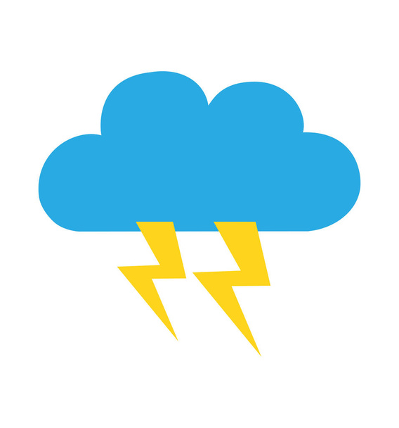 Bliksem met cloud cloud bout pictogram silhouet blauwe geïsoleerd op witte achtergrond vectorillustratie  - Vector, afbeelding