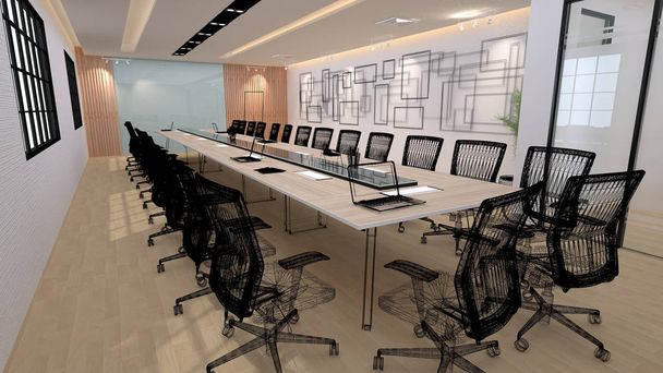 Concepto de boceto de sala de reuniones (representación 3D
) - Foto, Imagen