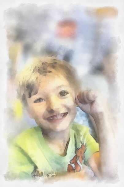 watercolor portrait of a beautiful child - 写真・画像