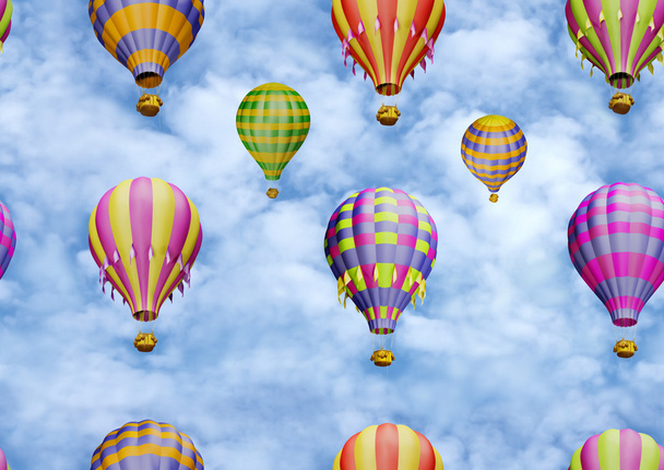 Colorful balloons in the sky. Seamless pattern - Foto, Imagem