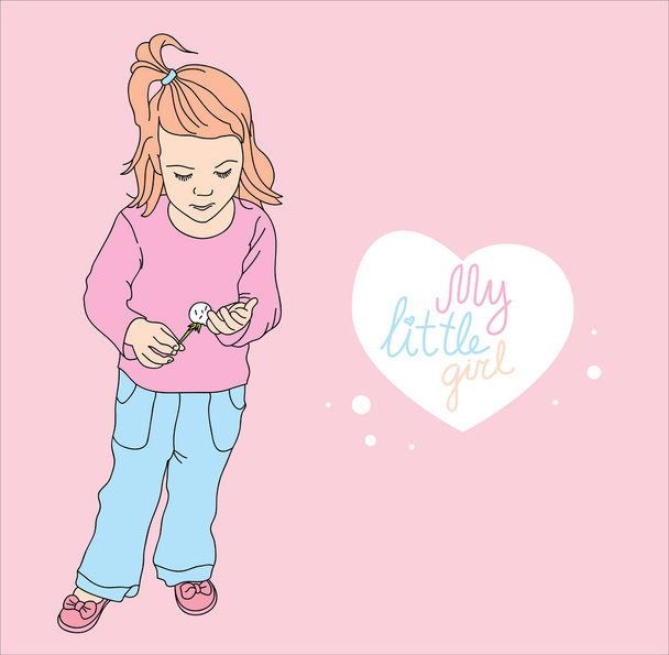 Küçük kız karahindiba dikkate alınarak - Fotoğraf, Görsel