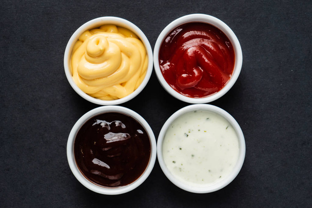 different kind of sauces, close up - Fotó, kép