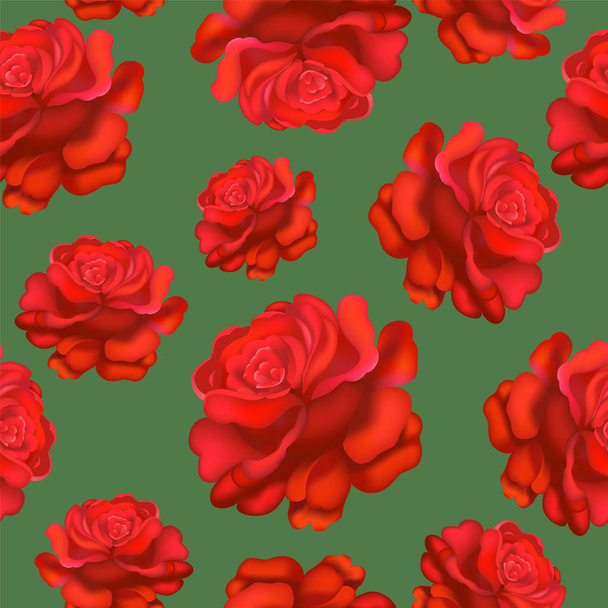 Roses pattern bunch of flowers, repeating print for fabric - Vector, Imagen