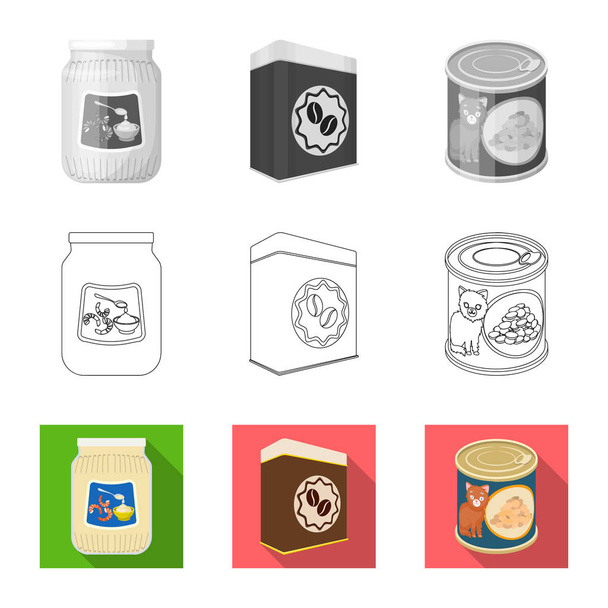 Illustration vectorielle de boîte et icône alimentaire. Collection d'illustrations vectorielles de boîtes et d'emballages
. - Vecteur, image