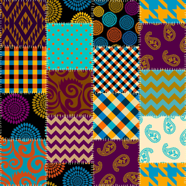 Patchwork textile pattern. Seamless quilting design background. - Vector, Image