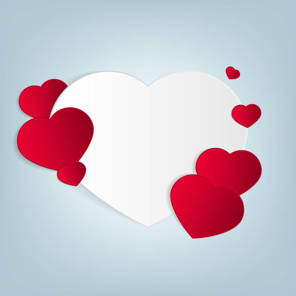Heart vector illustration.Paper cut style. Valentines Day, paper hearts. - Vektör, Görsel
