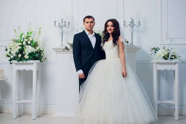 Family studio photography. Wedding photography pair. Husband and wife. - Fotoğraf, Görsel